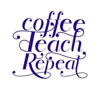 Café, enseñar, repetir, escritura a mano, citas, diseño tipográfico Pegatinas de pared de papel adhesivo 67.2x74.4cm Cultura del tatuaje Azul oscuro