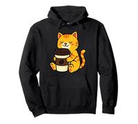 Café Gato Divertido Lazy Mañana Humor Arte Sudadera con Capucha