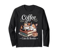 Café Gatos y Libros Cozy Calico Reader Love Cute Cat Manga Larga
