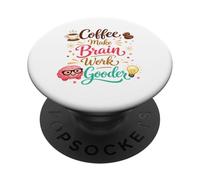Café Hacer Cerebro Trabajar Mejor Divertido Amante del Café Humorístico PopSockets PopGrip Adhesivo