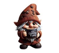 Café hecho a mano: figuras de resina, gabinetes enanos suecos, acentos de estación de café | Encantadora estatua de gnome con información sobre el tema del café, escultura decorativa para cafetería