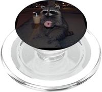 Café Helado de Mapache y Dona I Like Snacks Spirit Animal PopSockets PopGrip para MagSafe