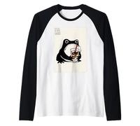 Café Helado Rana gruñón Divertido Kawaii Japonés Camiseta Manga Raglan