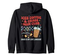 Café Helado y Chaos Mom Club Retro 70s Motherhood Gráfico Sudadera con Capucha