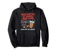 Café Helado y Chaos Mom Club Retro 70s Motherhood Gráfico Sudadera con Capucha