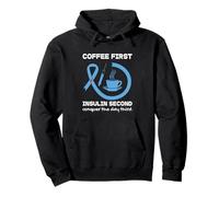 Café Insulina Humor Diabético Tipo 1 2 Diabetes Cinta Azul Sudadera con Capucha