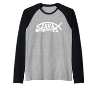 Café Java Darwin Evolucionista Pescado Ateos No Creyente Camiseta Manga Raglan