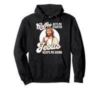 Café Jesús Retro Divertido Dibujos Animados Christian Sudadera con Capucha