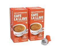 Cafe La Llave Cápsulas de café espresso descafeinado: 40 cápsulas de café de estilo latino tostado oscuro, intensidad 11, compatibles con máquinas Nespresso Original Line, sabor intenso, aluminio