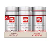Café Molido Illy 100% Arábica para Expreso, Latas de 250 g - 3 x Tueste CLASSICO + 3 x Tueste INTENSO