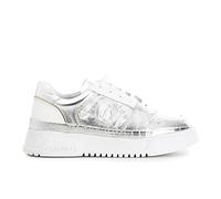 Cafe Noir - Zapatillas deportivas de piel metalizada con logotipo en relieve - C1DC8001, plateado, 36 EU