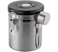 Café Olé Bote Olé Recipiente Acero Inoxidable para Almacenamiento de Granos café molido, 500 g, Esfera de Seguimiento de día/Fecha, Cuchara de medición, Sello hermético al vacío, Plata