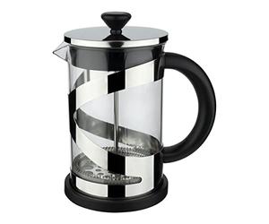 Café Olé Classico Cromo Cafetera, 1000 ml / 4 tazas / 8 tazas de espresso, cafetera francesa, filtro de malla de acero inoxidable, cuerpo de vidrio, acabado cromado