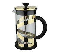 Café Olé Classico Oro Cafetera, 350 ml / 1 taza / 3 tazas de espresso, cafetera francesa, filtro de malla de acero inoxidable, cuerpo de vidrio, acabado dorado