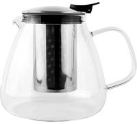 Café Olé Murano Tetera 1000 ml / 35 oz/Para 4-6 personas, tetera de cristal, cesta infusora de acero inoxidable, tetera contemporánea, pico vertedor suave