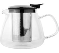 Café Olé Murano Tetera 700 ml / 25 oz/Para 3-4 personas, tetera de cristal, cesta infusora de acero inoxidable, tetera contemporánea, pico vertedor suave