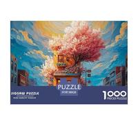 Cafe on The Corner of Street 1000 Pcs Cartón Fuerte Rompecabezas Blooming Tree Imposible, Difícil Juego Familiar Puzzle para Niños Pequeños 38x26cm/1000pcs