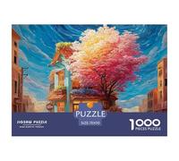 Cafe on The Corner of Street 1000 Pcs Cartón Rompecabezas Blooming Tree Imposible, Difícil Juego Creativo Puzzle para Adultos Y Niños 70x50cm/1000pcs