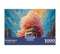 Cafe on The Corner of Street 1000 Pcs Cartón Rompecabezas Blooming Tree Imposible, Difícil Juego Familiar Puzzle para Adultos Y Niños 38x26cm/1000pcs