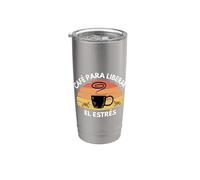 Café Para Liberar El Estres Divertido Café Humor Latino Dicho Vaso térmico de acero inoxidable de doble pared