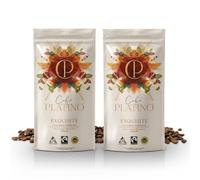 Café Platino Exquisite - Pack 2 sobres de 250g - Café Gourmet en Grano Natural de Colombia Excelso Tostado - 100% Arábica - Fairtrade