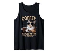 Café porque mi hijo es un amante de gatos despierto, Camiseta sin Mangas