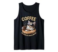 Café porque mi hijo está despierto amante de los gatos Camiseta sin Mangas