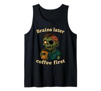 Café Primer Halloween Divertido Zombie Monster Cafeína Amante Camiseta sin Mangas