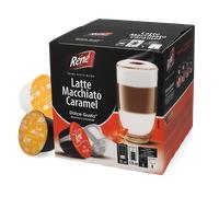 Café René | Latte Macchiato Caramel - 16 cápsulas para Dolce Gusto