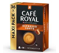 Café Royal Espresso Forte 36 cápsulas para cafetera Nespresso - Intensidad 8/10 - Cápsulas de café de aluminio certificadas UTZ