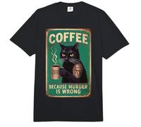 Café sarcástico Gato Café Porque el Asesinato está Mal Hombres Papás Comfort Colors Adult Heavyweight T-Shirt