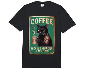 Café sarcástico Gato Café Porque el Asesinato está Mal Hombres Papás Comfort Colors Adult Heavyweight T-Shirt
