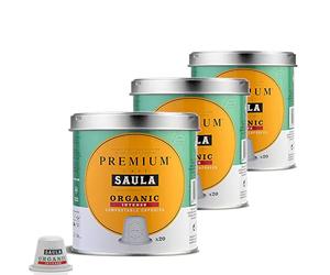 Café Saula, Pack 3 botes con 60 cápsulas compostables. Café 100% Orgánico INTENSE. Compatibles Nespresso®