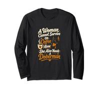 Café Solo Doberman Perro Mamá Manga Larga