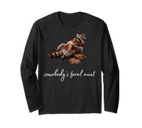 Café Somebody's Feral Aunt Retro Raccoon Pumpkin Spice Manga Larga