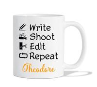 Café Taza Escribir, Disparar, Editar, Repetir Taza Desayuno Premium Tazas Personalizada Personalizada Tazas Cafés De Cerámica Para Cumpleaños Profesoras Maestras 330 ML