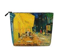 Cafe Terrace at Night - Bolsa de maquillaje para mujer, bolsa de cosméticos portátil, organizador de maquillaje de viaje, Black, Talla única