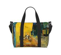 Cafe Terrace at Night - Bolsa de viaje para llevar durante la noche, bolsa de viaje para artículos personales, para viajes, gimnasio, deportes, fin de semana, Black, Talla única