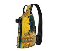 Cafe Terrace at Night - Mochila cruzada estampada para hombres y mujeres, para caminar al aire libre, viajes, Negro -, Talla única