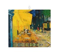 Cafe Terrace at Night - Tapete de secado de platos impreso, tapete absorbente de encimera, adecuado para almacenar cuchillos, tazas y platos.