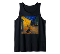 Cafe Terrace At Night With Cat Funny Famous Artist Painting Camiseta sin Mangas