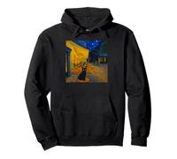 Cafe Terrace At Night With Cat Funny Famous Artist Painting Sudadera con Capucha