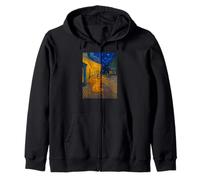 Cafe Terrace At Night With Orange Tabby Cat Painting Novelty Sudadera con Capucha