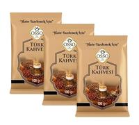 Café turco Osso - 3 x 100 g, finamente molido, café tradicional, aromático e intenso, adecuado para preparación de moca y espresso