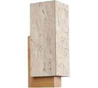 Cafe Wall Sconce Solid Wood and Yellow Travertine Light Japanese Minimalist Fixture for Restaurant Bedside Living Room Lighting