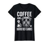 Café y Bouvier Des Flandres Funny Bouvier Des Flandres Camiseta gráfica económica, Mujer, Negro, S