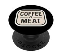 Café Y Carne Carnívoro Paleo Keto Dieta Ketogénica Baja En Carbohidratos PopSockets PopGrip Adhesivo