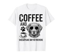Café y Chesapeake Bay Retriever Camiseta gráfica económica, Hombre, Blanco, L