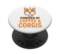 Café y Corgis Amante de Perros Divertido Mamá Papá Dueño de Mascotas Padres PopSockets PopGrip Adhesivo