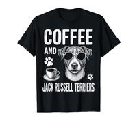 Café Y Jack Russell Terriers Divertido Jack Russell Terrier Camiseta gráfica económica, Hombre, Negro, M